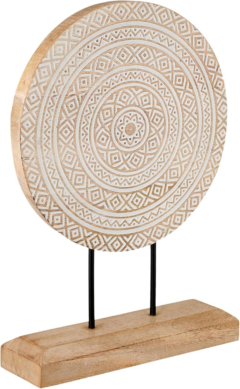 Eximious India Housewarming Gifts Farmhouse Table Sculpture Home Decor Statue Mandala Carved for Modern Home 10" x 14", Living Room, Fireplace Mantel Shelf, Table and Entryway Decor Stand (Design 1) - Image 2